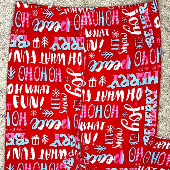 Merry Christmas Santa HoHo Holiday High Waist Red Leggings Small / Medium 4 - 10 - Picture 3 of 11